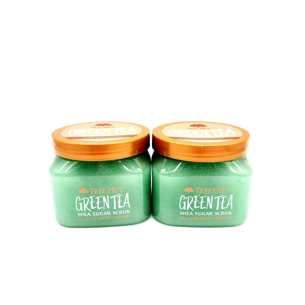 2x Tree‎ Hut Shea Sugar Scrub – Green Tea 18oz Body Exfoliator (510g Each)
